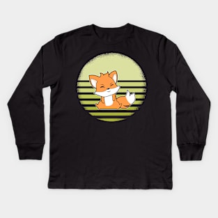 Cute Baby Fox Retro Kids Long Sleeve T-Shirt